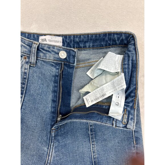 Zara Jeans Womens 6 Blue Denim Straight Skinny Split Ankle High Rise - Picture 3 of 10